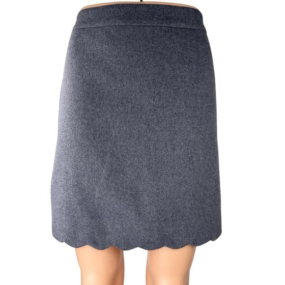LOFT Blue Gray Faux Suede Scalloped Hem Straight Pencil Mini Knee Length Skirt 6 - Picture 1 of 4
